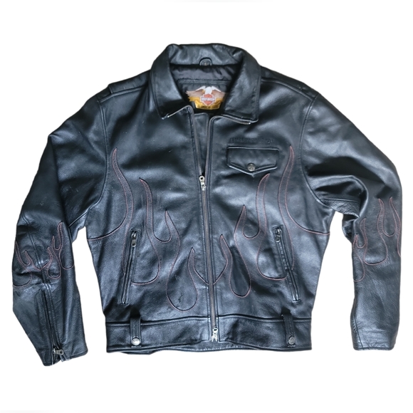 ジャケット・アウター Harley-Davidson Flame Leather Jacket Harley Davidson Leather Jacket Flames for sale | eBay